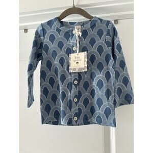 Kate Quinn Organic Cotton Blue and White Rainbow Cardigan NWT 18-24 months